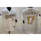 Men's Los Angeles Dodgers #17 Shohei Ohtani White Japanese 2025 Gold Collection Limited Jersey