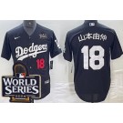 Men's Los Angeles Dodgers #18 Yoshinobu Yamamoto Black Japanese 2024 World Series Cool Base Jersey