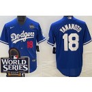 Men's Los Angeles Dodgers #18 Yoshinobu Yamamoto Blue 2024 World Series Limited Jersey