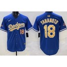 Men's Los Angeles Dodgers #18 Yoshinobu Yamamoto Blue 2025 Gold Collection Limited Jersey