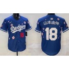 Men's Los Angeles Dodgers #18 Yoshinobu Yamamoto Blue Japanese 2025 Tokyo Series Limited Jersey