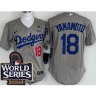Men's Los Angeles Dodgers #18 Yoshinobu Yamamoto Gray 2024 World Series Authentic Jersey