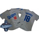 Men's Los Angeles Dodgers #18 Yoshinobu Yamamoto Gray 2025 World Series Champions Limited Jersey