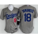 Men's Los Angeles Dodgers #18 Yoshinobu Yamamoto Gray Authentic Jersey