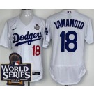 Men's Los Angeles Dodgers #18 Yoshinobu Yamamoto White 2024 World Series Authentic Jersey