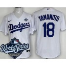 Men's Los Angeles Dodgers #18 Yoshinobu Yamamoto White 2025 World Series Cool Base Jersey