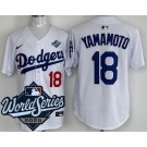 Men's Los Angeles Dodgers #18 Yoshinobu Yamamoto White 2025 World Series Limited Jersey