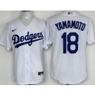 Men's Los Angeles Dodgers #18 Yoshinobu Yamamoto White Cool Base Jersey