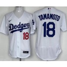 Men's Los Angeles Dodgers #18 Yoshinobu Yamamoto White Team Logo Authentic Jersey