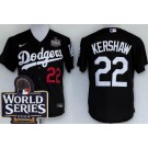 Men's Los Angeles Dodgers #22 Clayton Kershaw Black 2024 World Series Cool Base Jersey