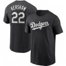 Men's Los Angeles Dodgers #22 Clayton Kershaw Black Printed T Shirt 112145