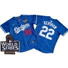Men's Los Angeles Dodgers #22 Clayton Kershaw Blue 2024 World Series Limited Jersey