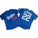 Men's Los Angeles Dodgers #22 Clayton Kershaw Blue Authentic Jersey