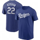 Men's Los Angeles Dodgers #22 Clayton Kershaw Blue Printed T Shirt 112542