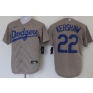 Men's Los Angeles Dodgers #22 Clayton Kershaw Gray Alternate 2020 Cool Base Jersey