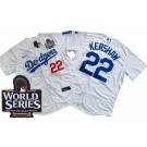 Men's Los Angeles Dodgers #22 Clayton Kershaw White 2024 World Series Authentic Jersey