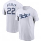 Men's Los Angeles Dodgers #22 Clayton Kershaw White Printed T Shirt 112332