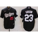 Men's Los Angeles Dodgers #23 Kirk Gibson Black Player Numbe Team Logo Cool Base Jersey