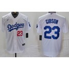 Men's Los Angeles Dodgers #23 Kirk Gibson White Player Numbe Team Logo Cool Base Jersey