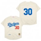 Men's Los Angeles Dodgers #30 Maury Wills Cream 1962 Throwback Jersey