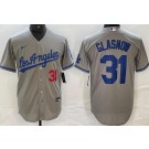 Men's Los Angeles Dodgers #31 Tyler Glasnow Gray Alternate Player Number Team Logo Cool Base Jersey