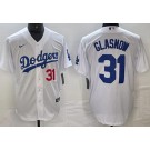 Men's Los Angeles Dodgers #31 Tyler Glasnow White Player Number Team Logo Cool Base Jersey