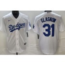 Men's Los Angeles Dodgers #31 Tyler Glasnow White Team Logo Cool Base Jersey