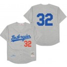Men's Los Angeles Dodgers #32 Sandy Koufax 1963 Gray Throwback Jersey
