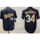 Men's Los Angeles Dodgers #34 Fernando Valenzuela Black Gold 2024 World Series Fernando Patch Limited Jersey