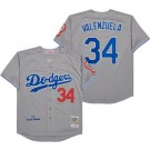 Men's Los Angeles Dodgers #34 Fernando Valenzuela Gray 1981 Throwback Jersey
