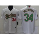 Men's Los Angeles Dodgers #34 Fernando Valenzuela White Mexican World Series Cool Base Jersey