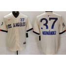 Men's Los Angeles Dodgers #37 Enrique Hernandez Cream 2024 City Connect Limited Jersey