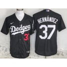 Men's Los Angeles Dodgers #37 Teoscar Hernandez Black Cool Base Jersey