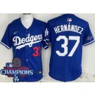 Men's Los Angeles Dodgers #37 Teoscar Hernandez Blue 2024 World Series Champions Limited Jersey