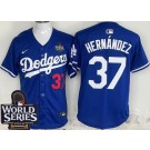 Men's Los Angeles Dodgers #37 Teoscar Hernandez Blue 2024 World Series Limited Jersey