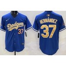Men's Los Angeles Dodgers #37 Teoscar Hernandez Blue 2025 Gold Collection Limited Jersey
