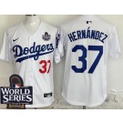 Men's Los Angeles Dodgers #37 Teoscar Hernandez White 2024 World Series Limited Jersey