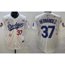 Men's Los Angeles Dodgers #37 Teoscar Hernandez White 2025 Tokyo Series Limited Jersey