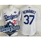 Men's Los Angeles Dodgers #37 Teoscar Hernandez White 2025 World Series Limited Jersey