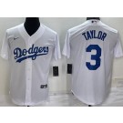 Men's Los Angeles Dodgers #3 Chris Taylor White Cool Base Jersey