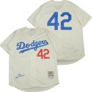 Men's Los Angeles Dodgers #42 Jackie Robinson Cream 1955 Throwback Jersey