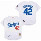 Men's Los Angeles Dodgers #42 Jackie Robinson White 1955 Hall of Fame 50th Throwback Jersey
