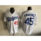 Men's Los Angeles Dodgers #45 Pedro Martinez White Throwback Jersey