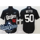 Men's Los Angeles Dodgers #50 Mookie Betts Black 2025 World Series Cool Base Jersey