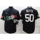 Men's Los Angeles Dodgers #50 Mookie Betts Black Geeen White Red Mexican World Series Cool Base Jersey