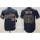 Men's Los Angeles Dodgers #50 Mookie Betts Black Gold Champions Limited Jersey