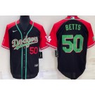 Men's Los Angeles Dodgers #50 Mookie Betts Black Red Geeen Mexican Cool Base Jersey