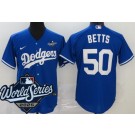 Men's Los Angeles Dodgers #50 Mookie Betts Blue 2025 World Series Cool Base Jersey