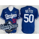 Men's Los Angeles Dodgers #50 Mookie Betts Blue 2025 World Series Limited Jersey