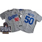 Men's Los Angeles Dodgers #50 Mookie Betts Gray 2024 World Series Limited Jersey
